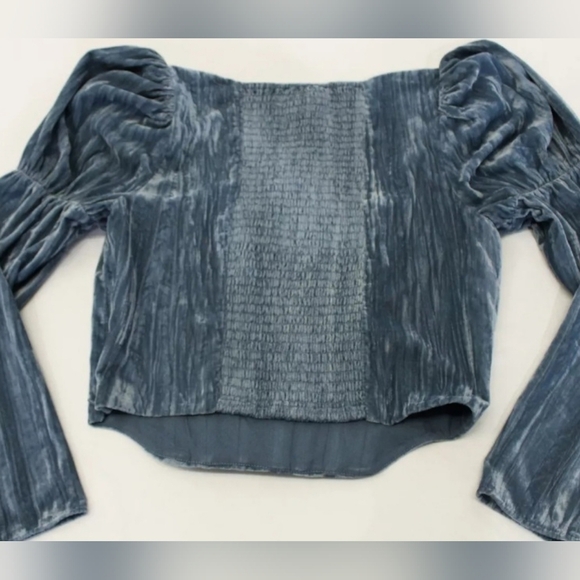 WAYF Women's Long Sleeve Blouse EJ1 Powder Blue Medium NWT - Picture 2 of 4